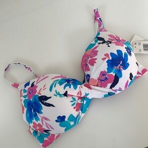 Leilani Bikini Top swimsuit Push Up Underwire New white floral